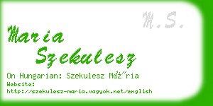 maria szekulesz business card